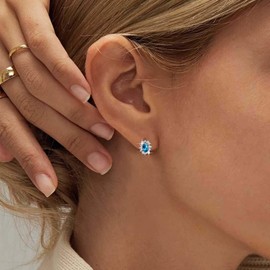 Inilbran Boho Sapphire Blue Earrings Blue Crystal Gemstone Earrings Vintage Sapphire Gemstone Stud Earrings Gold Rhinestone Sapphire Earrings Jewellery for Women and Girls