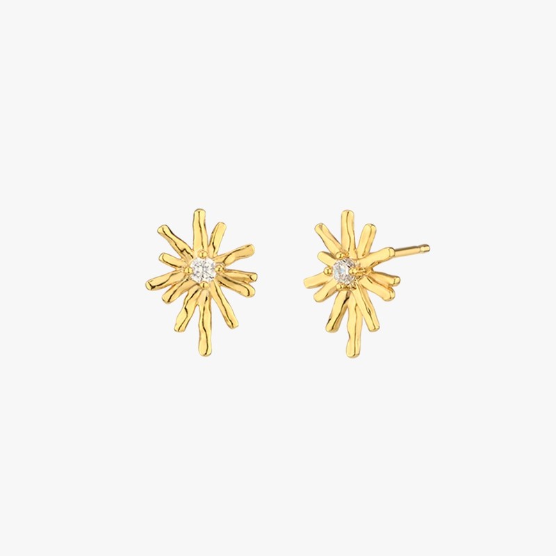 Gold&Deer 14K Goldfield Sparkle Star Earrings White Gold / 골드앤디어