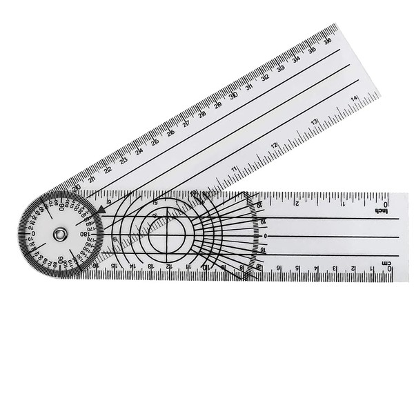 JOCXZI Goniometer Physiotherapy - Protractor - PVC Medical Protractor 360° Angle Transparent Joint Knife 38 cm Spinal Ruler Angle Ruler for Physiotherapy