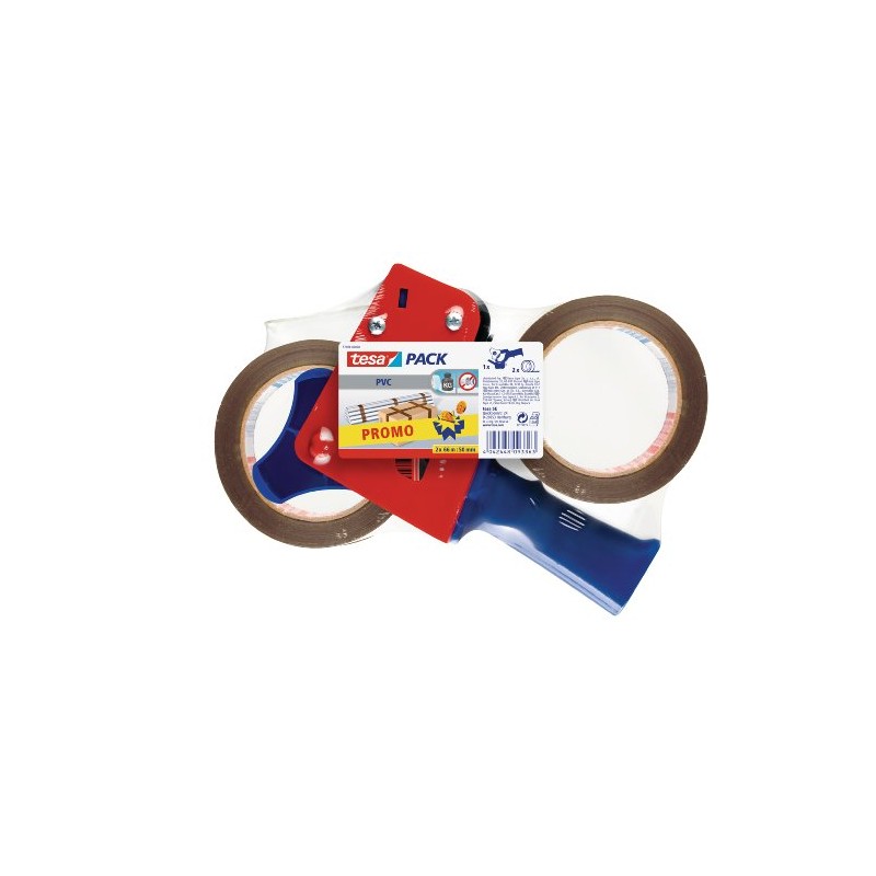 tesa Packing Tape Dispenser with 2 Rolls Tesapack 66 m