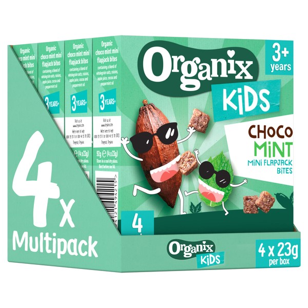 Organix Kids Cool Choco Mint Mini Flapjack Bites 3+ Years 4 x 23 g (Pack of 4)