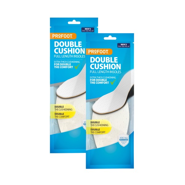 Profoot Double Cushion Insoles - Full Length Insoles for Men
