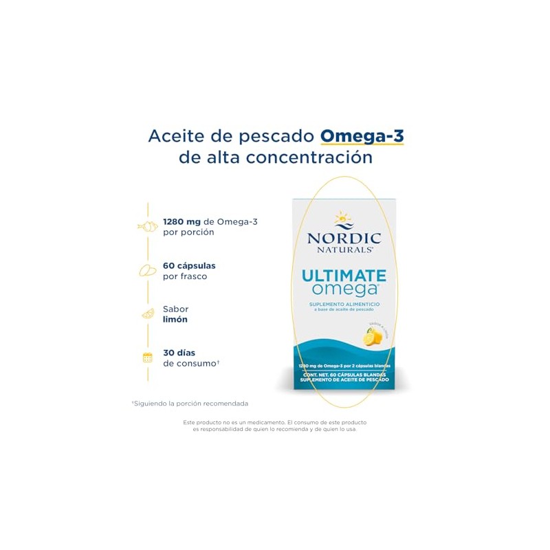 Nordic Naturals Suplemento Alimenticio Ultimate Omega 1280 mg Omega3 Totales