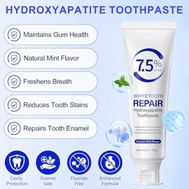 7.5 Nano Hydroxyapatite Toothpaste - Tooth Whitening & Repair & Enamel Strengthening | Hydroxyapatite Toothpaste with Nano Hydroxyapatite | Hydroxyapa