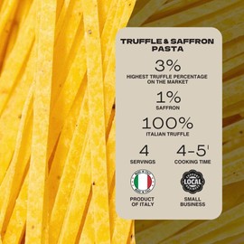 TRFL Truffle & Saffron Tagliolini – Artisanal Italian Egg Pasta Noodles, 3% Truffle Grains and Saffron, Handcrafted in Alba, Italy – Gourmet Gift, 4 Servings, 8.8 oz (250g)