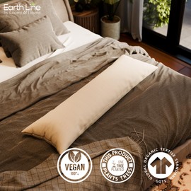 Looms & Linens Kapok Filling for Pillow of 20 x 60 inch Long Body Pillow Insert with Cotton Sateen Shell - Pack of 1 Made in USA