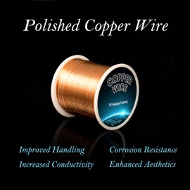 99.9% Pure 14 Gauge Copper Wire for Jewelry Making, 1 Pound 80 Ft for Art Crafts Design, Electroculture, Soft Wire