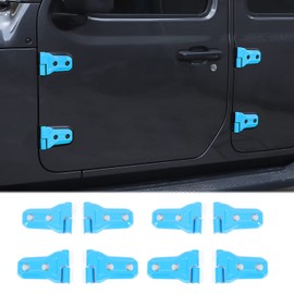 8PCS Door Hinge Cover Trim Accessories for 2018-2024 Jeep Wrangler JL JLU for 2020-2024 Jeep Gladiator JT (Light Blue)