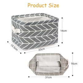 JoyPlus Fabric Storage Basket Organiser, Pack of 4 Foldable Waterproof Storage Boxes with Handles, 100% Linen & Cotton Fabric Storage Baskets for Desktop Storage and Household Organiser