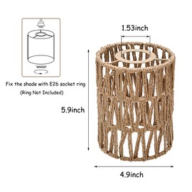 6 Pack Rattan Lamp Shade Small, Boho Hanging Light Shades Vintage Pendant Light Shade Replacement, Cylinder Woven LampShades for Floor Lamps Pendant Light Chandelier Wall Sconces Light Fixture Shades