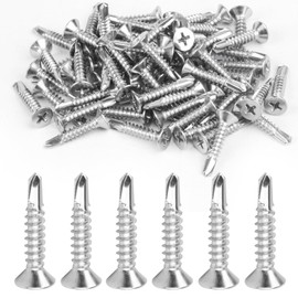 150 Pcs Self Drilling Screws for Metal, Stainless Steel Self Tapping Screws for Metalwork, Self Tapping Metal Screws, Flat Head Cross Countersunk Screws for Metal Roofing Sheets Screws(M4.8 * 25mm)