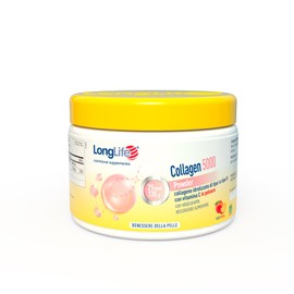 LongLife® Collagen 5000 Powder | 5000 mg di collagene idrolizzato di tipo I e III in polvere Verisol®| Con vitamina C | Benessere della pelle | 25 dosi | Gusto pesca e senza glutine