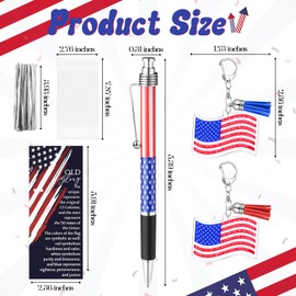 Sayglossy 15 Sets Veterans Day Souvenirs Gifts Bulk American Flag Ballpoint Pen Flag Acrylic Keychain USA Patriotic Themed Card Patriot Day Black Ink Pen Writing and Signing Party Favors