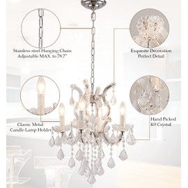 Modern Crystal Chandeliers for Dining Room - Maria Theresa Light Fixture, Pure Hand Picked Crystals Lights for Girls Bedroom, Living Room, Dining Room, Hallway, Kitchen Island, Bathroom, Closet