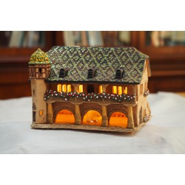 Midene Ceramic Houses Collection - Collectible Handmade Miniature of Historic House Zollhaus in Colmar, Alsace, France - Tea Light Candle Holder, Essential Oil Burner C373AR*