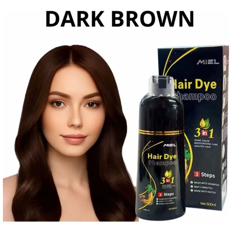Kit Shampoo Tinte Cubre Canas Y Mascarilla Miel Dark Brown