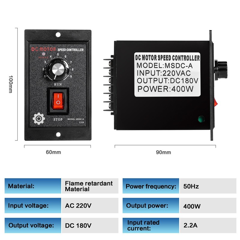 DEWIN Speed Controller, Single-Phase DC Motor Speed Regulator AC 220