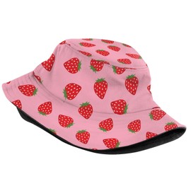 Strawberry Bucket Hat Brim Cap Sun Hat Cute Fisherman Hats Packable Cap Girls Hat for Adults