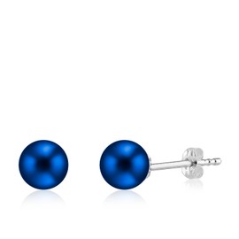 Pearl Earrings for Women Freshwater Blue Pearl Stud Earrings in 925 Sterling Silver - Sterling Silver Blue Pearl Stud Earrings - AAA Quality - Responsibly Sourced (5.5-6.0mm)