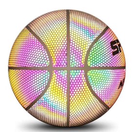 in The Dark Basketball | Glowing Basket Ball for Night Game | Rainbow Size 7 (29.5) for Kids & Adults, Reflective Glowing Basket Ball, Composite Leather Basketball, Night Basketball