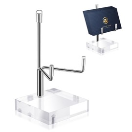 Gjinxi Plate Stands Adjustable Metal Arms Display Stand Easel Small Easel Holder with Acrylic Base Photo Stand Case Plate Clear Base Home Décor Accents for Picture Decorative Book Coral Geodes Rock