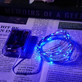 Ariceleo 2 Pack 16.4ft Battery Operated String Lights with Timer, Blue with Synchronized Twinkle Mode, Fairy Lights Battery Powered, 50 LEDs, Idea for Christmas Bedroom Party Wedding