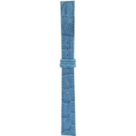 Pierre Lanier 12S4C61YG Watch Band/Belt, Calf/Cowhide, Crocodile-Embossed Blue, Gold Buckle, 0.5 inches (12 mm), Cowhide Leather, 12mm