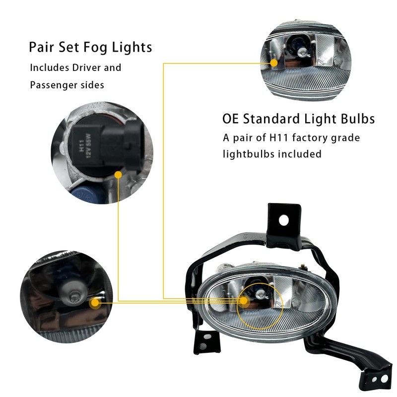 2pcs Fog Lights Compatible With 2010 2011 Honda CRV Fog