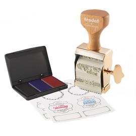 Trodat Vintage Special Occasion Set for Creative Design - 6 Imprint Motifs, German, Creative Stamps in Vintage Look Including Ink Pad in Red, Blue, Black, 30 x 5 mm, 12 Labels in 3 Designs