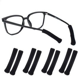 JIUZI 4 Pairs of Soft Knitted Cotton Eye Glasses Ear Grippers, Well-Fitting Eyeglass Ear Cushions, Glasses Grips for Behind the Ear, Glasses Accessories, Anti-Slip Glasses Grip, Black