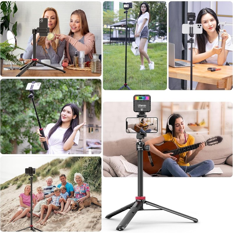 ULANZI MT-44 Extendable Phone Tripod, 59" Selfie Stick Vlog Stand
