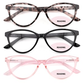 3 Pack Bifocal Reading Glasses for Women, Blue Light Blocking Cat Eye Computer Readers,New No line Bifocal reader Anti UV Ray/Eye Strain/Glare 2.0