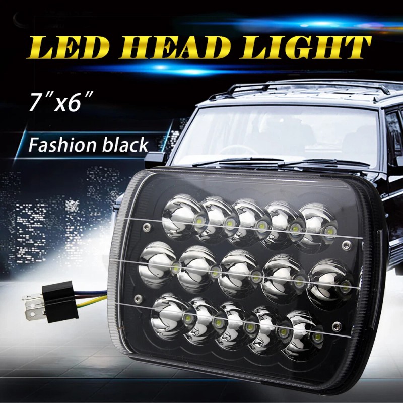 BraveWAY Pair 7x6" 5x7" Headlights Led H6054 HI-Lo Fit Chevy