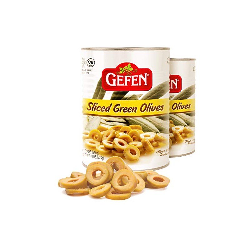 Gefen Sliced Green Olives 19oz (2 Pack) No Coloring or