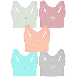 Loreza® Girls’ Cotton Bustier with Rhinestones and Glitter, Pack of 5 - model 1, size: 128-134