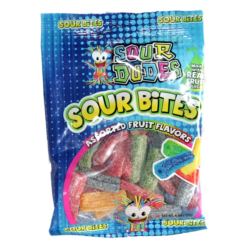 Sour Dudes (1) bag Sour Bites Candy - Assorted Fruit