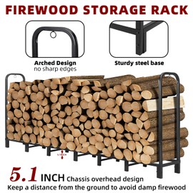 DNKMOR 8FT Firewood Rack Holder,Heavy Duty Firewood Storage Log Rack for Outdoor&Indoor,Fireplace Wood Rack for Wood Storage
