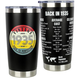 DECZHIYU 90th Birthday Gifts for Women Men - 1935 90th Birthday Vintage Tumbler - 90th Birthday Decorations Gifts Ideas for Her Him - 90 Year Old Birthday Gifts for Men Women Turning 90 Gift Ideas