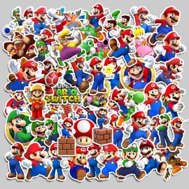 cheesecat for Mario Stickers Set Anime for Mario Sticker Notebook Sticker DIY Snowboard Suitcase Guitar Waterproof Decal for Suitcase, Guitar, Car, Bicycle, Skateboard, Set of 150