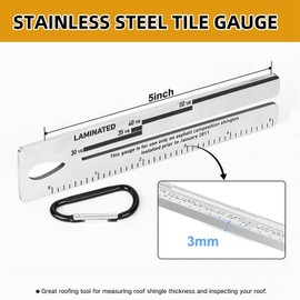 2 Packs Metal 4/09 Shingle Gauge with Carabiner, House Roof Gauge Tool, Roof Pitch Gauge Roofing Tools Engineering Rulers Equipment for Measuring and Analyzing The Thickness of Roof Tiles