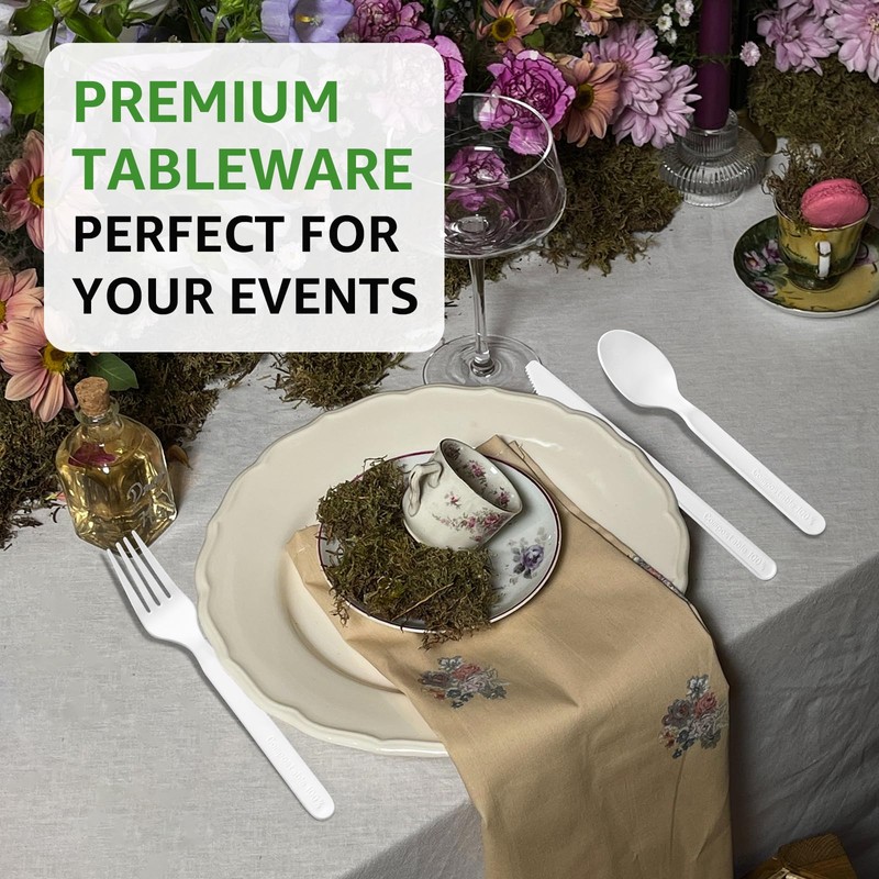 Biocean 100% Compostable Spoons 60 Count Disposable Soup Spoons Heavy