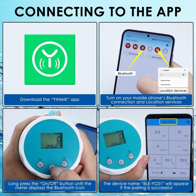 6-in-1 Wireless Water Quality Tester Bluetooth Floating Water Quality Monitor