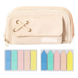 1 Piece of Pencil Case and 2 Pieces of Sticky Notes, Large Capacity Pencil Case, Label Stickers, Index Stickers, Student Stationery, School Supplies