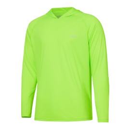 Willit Men's Sun Shirts UPF 50+ Rash Guard Long Sleeve Sun Protection Hoodie SPF UV Fishing Lightweight Athletic Running Fluorescent Green M