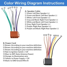 Wire Harness Replacement for Jensen Heavy Duty Car Radio JHD1130 JHD1130B JHD1130WP JHD1635BT JHD3630BT JRV212 JRV215N UV8020 VM9020TS VM9021TS VM9022HD VM9223 VM9224 VM9224BT VM9225BT VM9324 VM9423