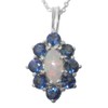 Ladies Solid 925 Sterling Silver Natural Opal & Blue Sapphire