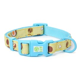 Mile High Life | Girl Dog Collars | Cute Dog Collar Lightweight | Soft Poly Cotton Fabric Collars for Medium Dogs | Flower & Fruit Pattern (Coconut, Collar -M)