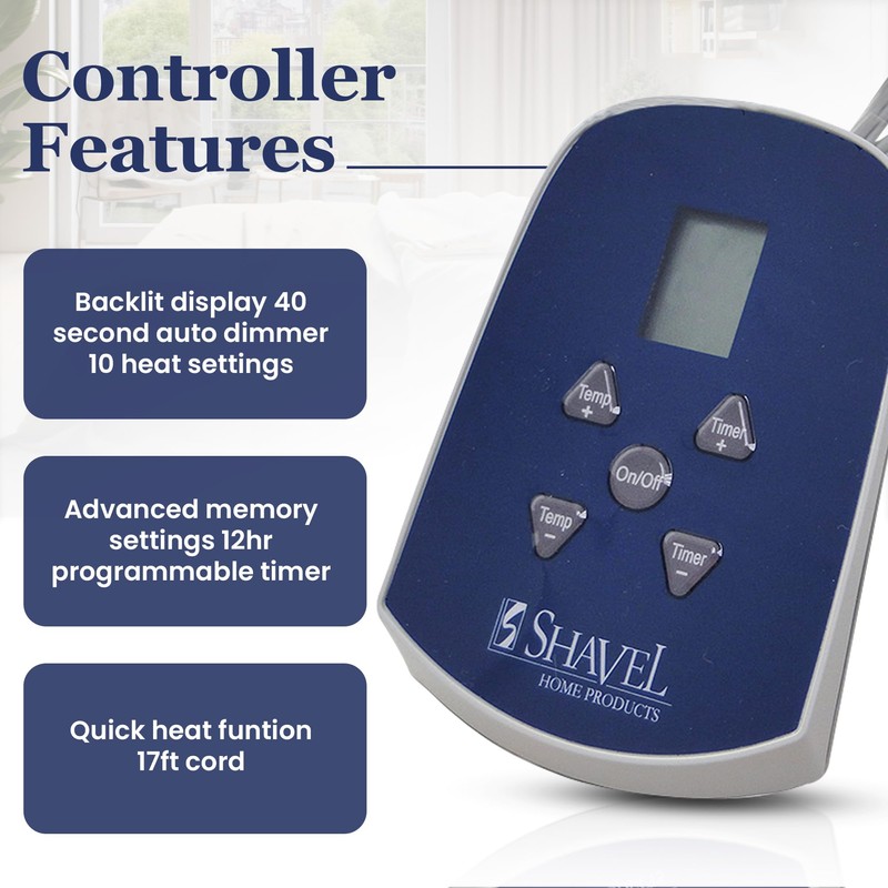 Thermee Micro Flannel Heated Blanket with Sherpa Back, 10-Setting Electric