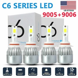 Stone Banks Headlight 4x 9005 + 9006 6000K Combo 200W 40000LM LED Kit Hi/Lo Beam Bulb White