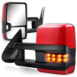 SIZIOM Towing Mirrors for 2003-2007 Chevy Silverado Avalanche Suburban Tahoe GMC Sierra Yukon Escalade with Power Heated Turn Signal Backup Light Pair Set(Paint Red)